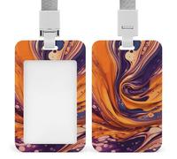 Porta badge verticale professionale in tessuto tie dye viola, con cordino, custodia protettiva impermeabile per carta d'identità per ufficio, porta carte d'identità trasparente per infermiere, dottori