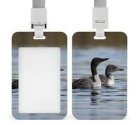 Porta badge verticale resistente con uccellini Loon, impermeabile, con cordino staccabile, con finestrella trasparente, ideale come regalo per infermiere, dottori, insegnanti, ufficio, donne e uomini
