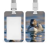 Porta badge verticale resistente con uccellini Loon, impermeabile, con cordino staccabile, con finestrella trasparente, ideale come regalo per infermiere, dottori, insegnanti, ufficio, donne e uomini