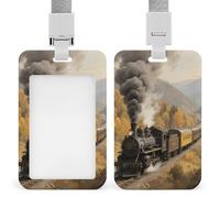 Porta badge verticale retrattile in plastica a forma di treno a vapore nella valle con cordini, porta badge identificativo e portachiavi, per insegnanti, infermiere, dottori, ufficio, regalo per