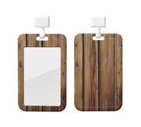 Porta badge verticale sigillabile e impermeabile con finestra trasparente, effetto legno, scorrevole con nome e portachiavi, custodia protettiva per ufficio e lavoro.