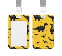 Porta badge verticale sigillabile e impermeabile con finestra trasparente, porta carte d'identità a forma di dinosauro nero, porta carte d'identità scorrevoli con nome e portachiavi, custodi