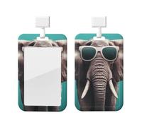Porta badge verticale sigillabile impermeabile con finestra trasparente, elefante con occhiali, porta badge scorrevole con nome, custodia protettiva per carte d'identità e chiavi per ufficio