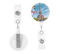 Porta badge verticale sigillabile impermeabile con finestra trasparente, porta carte d'identità con fiori e torre Eiffel di Parigi, porta carte d'identità con nome scorrevole, custodia prote