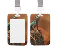 Porta badge verticale sigillabile impermeabile con finestra trasparente su un vecchio pezzo di legno Porta badge scorrevole con nome e chiavi Custodia protettiva per ufficio e lavoro