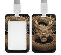 Porta badge verticale unisex con cordino, motivo: leone magico anime, per donne e uomini, carino, compatto, staccabile, push-pull, per i pendolari