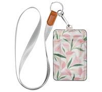 Porta badge verticale vintage rosa con calla Lily Chic con cordino e porta carte di credito per impiegati, infermieri, insegnanti, studenti