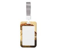 Porta badge vintage a forma di funghi con cordino verticale in plastica rigida con finestra trasparente, custodia impermeabile per badge da lavoro, custodia protettiva alla moda per donne e uomini