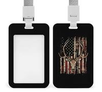 Porta badge vintage con bandiera degli Stati Uniti con cordino per insegnanti, infermieri, dottori
