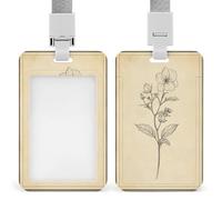 Porta badge vintage con clip retrattile, motivo fiori selvatici, protezione per nome, per lavoro, ufficio, dottore, infermiere