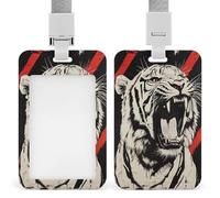 Porta badge vintage con tigre bianca ruggente, clip retrattile, porta carte di credito, targhetta per nome, per lavoro, ufficio, dottore, infermiere