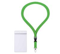 Porta badge ZIP con laccio, impermeabile e flessibile, completo di cordino da 2 cm + porta carte ZIP orizzontale/verticale per 1-2 badge (verde V)