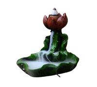 Porta bastoncini di incenso, bruciatore di incenso in ceramica Porta incenso Fiore foglia di loto Bruciatore buddista Bruciatore di incenso a riflusso con 10 coni Porta incenso Porta incenso da utiliz
