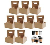 Porta Bevande di Consegna, Portabicchieri da asporto | 10 x Porta bicchieri per servizi di consegna di alimenti,Cartone robusto Cartoncino scatole di Trasporto Bottiglie di Bevande per, Sottobicchiere