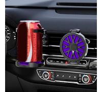 Porta bevande per bocchetta dell'aria dell'auto con supporto per telefono, altezza regolabile e funzionamento con una sola mano per una comoda esperienza di guida (nero viola)