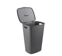 CURVER Softex - Cesto portabiancheria da 56 l, design elegante, leggero, impilabile e pratico, 70% riciclato, 59 x 43 x 34 cm, colore: grigio