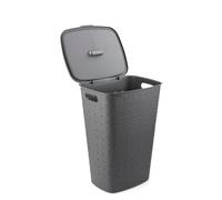CURVER Softex - Cesto portabiancheria da 56 l, design elegante, leggero, impilabile e pratico, 70% riciclato, 59 x 43 x 34 cm, colore: grigio