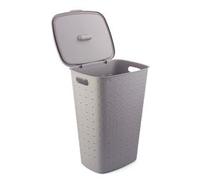 CURVER Softex - Portabiancheria da 56 l, design elegante, leggero, impilabile e pratico, 70% riciclato, dimensioni spaziose 59 x 43 x 34 cm, colore: tortora