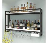 Porta bicchieri da vino da appendere a parete a 2 strati, con partizioni per bar, cantine, casa, cucine, scaffali industriali per cantine di vino, scaffali in vetro alto portabottiglie in ferro