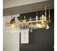 Porta Bicchieri Sospesi con Luce LED, Porta Boccali Capovolto Industriale da Soffitto for Bar e Caffetteria, Altezza Regolabile