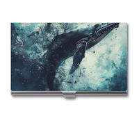 Porta biglietti da visita a forma di balena nell'acqua, porta biglietti da visita sottile in metallo, porta biglietti da visita tascabile per donne o uomini, libretto di biglietti da visita per prof