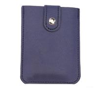 Porta biglietti da visita con cassetto ispessito impilabile stile più slot per schede in pelle PU e chiusura con bottone a pressione per una conservazione professionale e sicura (blu)