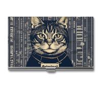 Porta biglietti da visita con immagini di gatti criminali, porta biglietti da visita sottile in metallo, porta biglietti da visita tascabile per donne o uomini, libretto di biglietti da visita per p