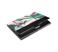 Porta biglietti da visita geometrico ultrasottile sottile con porta carte in pelle e acciaio inossidabile per viaggi a casa o in ufficio