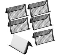 Porta biglietti da visita, in metallo e rete, durevole, per biglietti da visita, per scrivania, ufficio, biglietti da visita, 6 pezzi (nero)