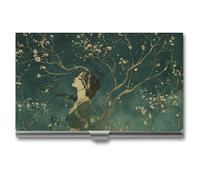 Porta biglietti da visita "indossando un abito verde", porta biglietti da visita sottile in metallo, porta biglietti da visita tascabile per donne o uomini, libretto di biglietti da visita per profe