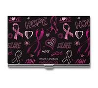 Porta biglietti da visita personalizzato per la consapevolezza del cancro al seno con nastro rosa porta biglietti da visita professionale tascabile organizer per uomini e donne, Stile:, Taglia unica,