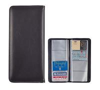 Porta Biglietti da Visita Salvaspazio in Similpelle da 64 posti, Raccoglitore Organizer per Biglietti da Visita Tessere e Carte con 16 Buste da 4 Tasche, Colore Nero