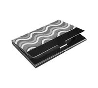 Porta biglietti da visita sottile con linee ondulate grigio argento con custodia in pelle e acciaio inossidabile per proteggere le tue carte di credito