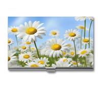 Porta biglietti da visita sottile con nome e porta carte di credito multiuso Spring Daisy Flowers per uomo e donna