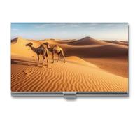 Porta biglietti da visita sottile in metallo, porta biglietti da visita Dune di sabbia nel deserto del Sahara, organizer professionale per carte, porta carte di credito, portafoglio per uomo e donna,