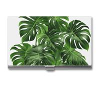 Porta biglietti da visita sottile in metallo, porta biglietti da visita Monstera Deliciosa, banana e palma, organizer professionale per carte, tasca porta carte di credito, portafoglio per uomo e donn
