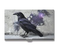 Porta biglietti da visita sottile in metallo, porta biglietti da visita professionale Crow on The Ground, organizer tascabile per carte di credito, portafoglio per uomo e donna, chiusura con fibbia.