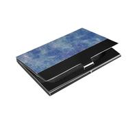 Porta biglietti da visita sottile in stile acquerello Space Blue Mix con organizer per carte in pelle e acciaio inossidabile per proteggere le tue carte