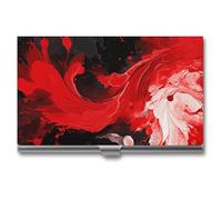 Porta biglietti da visita sottile portatile in metallo custodia per biglietti da visita rosso nero bianco astratto tasca nome titolare della carta portafoglio per uomo donna ufficio viaggi