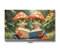 Porta biglietti da visita The Frog Family Is Reading, porta biglietti da visita sottile in metallo, porta biglietti da visita tascabile per donne o uomini, libretto di biglietti da visita per profes