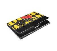Porta biglietti da visita ultrasottile nero giallo Leo Lion con custodia in pelle e acciaio inossidabile per uso riunioni di lavoro