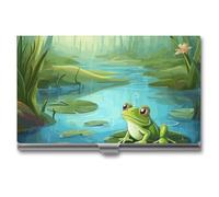 Porta biglietti da visita unisex a forma di rana in uno stagno, porta biglietti da visita magnetico da viaggio, porta biglietti da visita portatile, adatto per professionisti aziendali, ufficio