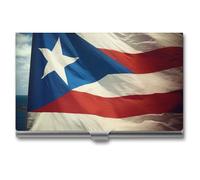 Porta biglietti da visita unisex con bandiera della carta da parati di Porto Rico, porta biglietti da visita magnetico da viaggio, porta biglietti da visita portatile, adatto per professionisti azie