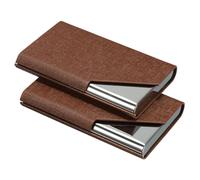 Porta Biglietti Visita 2 Pezzi PU Pelle Custodia Marrone
