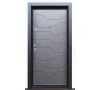 Porta Blindata d’Ingresso Moderna con Spioncino e Martelletto 2 Sistemi di Chiusura Riempita con Lana Minerale Portone Laminato Grigio PL45 (Interna sinistra)
