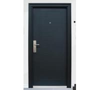Porta Blindata d’Ingresso Nero Disponibile con Aperture Interne ed Esterne e con Spinta a Destra o Sinistra con Spioncino Rivestito in Pvc P8 (Apertura interna destra, 90x210)