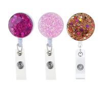 Porta bobina per badge glitterato da 3, plum red color, B