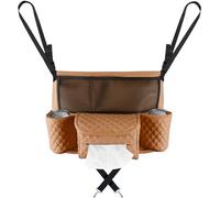 Porta borsa per auto tra i sedili, Borsa per console centrale con cinturino regolabile, Organizzatore automatico per console centrale del sedile anteriore, porta carte snack per tutti i veicoli