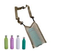 Porta bottiglia d'acqua con cinghia, borsa pieghevole a rete con tracolla, per il tempo libero, escursioni, viaggi, sport e palestra, Kaki, Refer to , Unisex