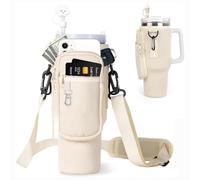 Porta Bottiglia d'Acqua per Stanley Cup 40oz, Porta Bottiglia D'acqua alla Moda con Tracolla e Tasca,Stanley Cup Accessori per Viaggi, Escursioni, Corsa,Beige